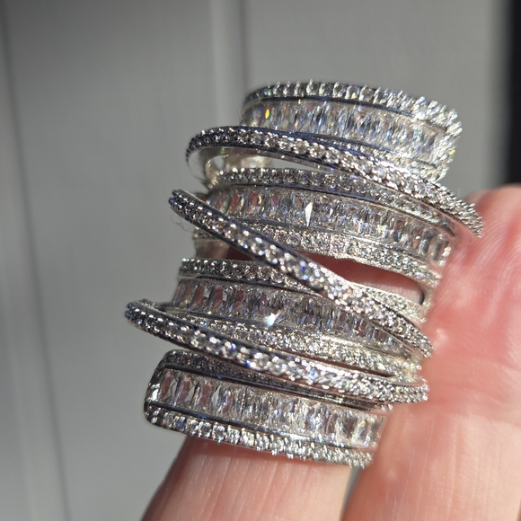 Sterling S925 silver Zircon & Topaz finger cuff sz10 - Picture 13 of 13